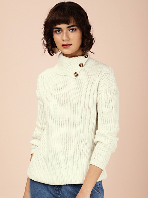 

all about you Women White Self Design Sweater