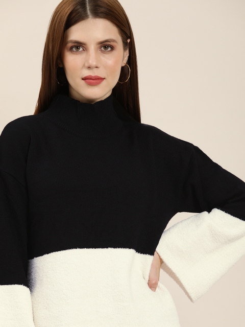 

all about you Black White Colourblocked Sweater