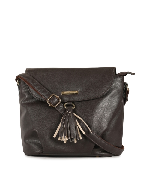 

David Jones Coffee Brown Solid Sling Bag