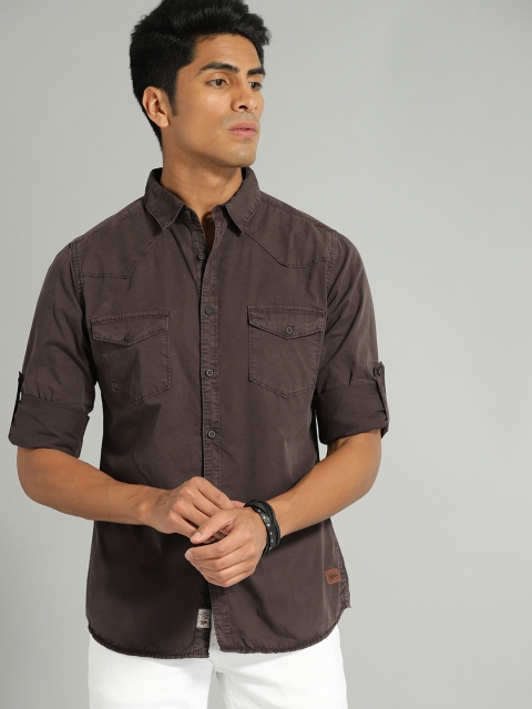 

Roadster Men Coffee Brown Regular Fit Solid Casual Shirt