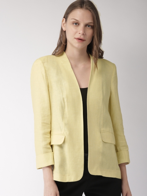 

Marks & Spencer Women Yellow Solid Lightweight Front-Open Lightweight Casual Blazer