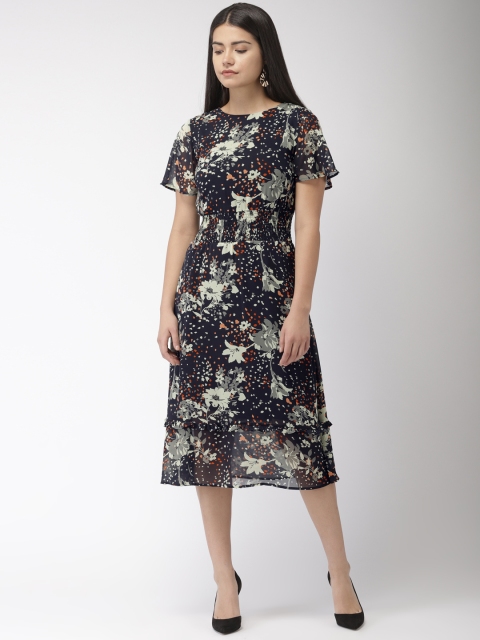 

Marks & Spencer Women Navy Blue Printed Fit and Flare Dress