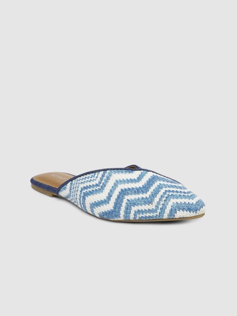 

Vero Moda Women Blue & White Woven Design Mules