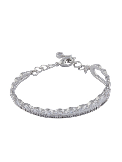 

Shaze Women Silver-Toned Rhodium-Plated Stone-Studded Bracelet