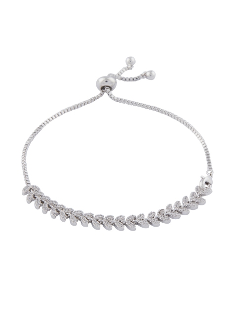 

Shaze Women Silver-Toned Rhodium-Plated Stone-Studded Bracelet
