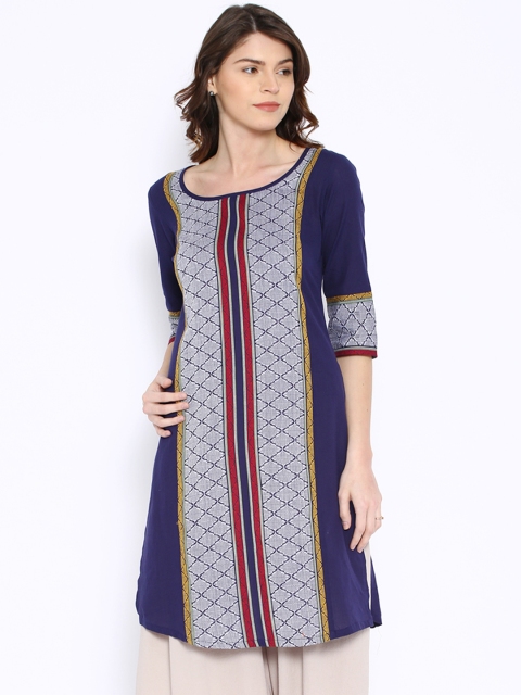 

Aurelia Navy Woven Design Kurta, Navy blue