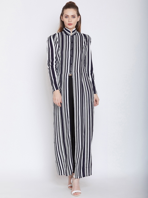 

Zastraa Women White Striped Maxi Top