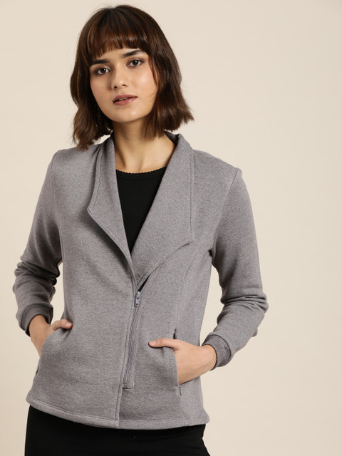 

all about you Women Grey Melange Solid Sweatshirt
