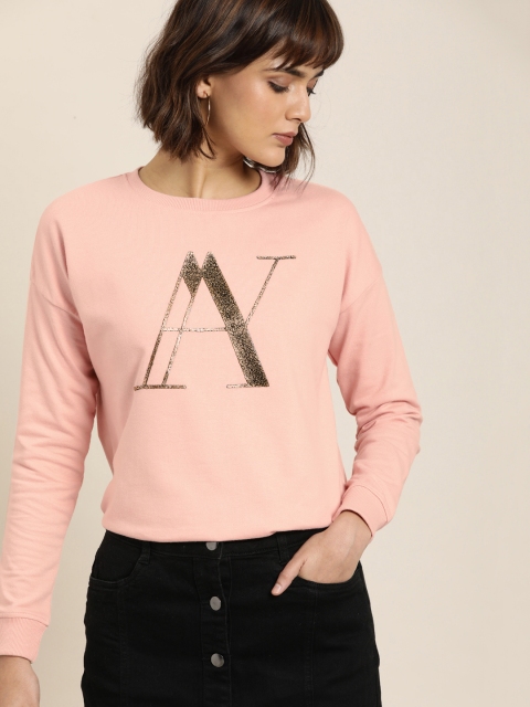 

all about you Women Peach-Coloured Printed Sweatshirt