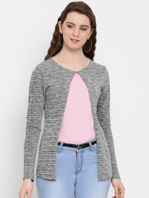 

WISSTLER Grey Solid Open Front Shrug