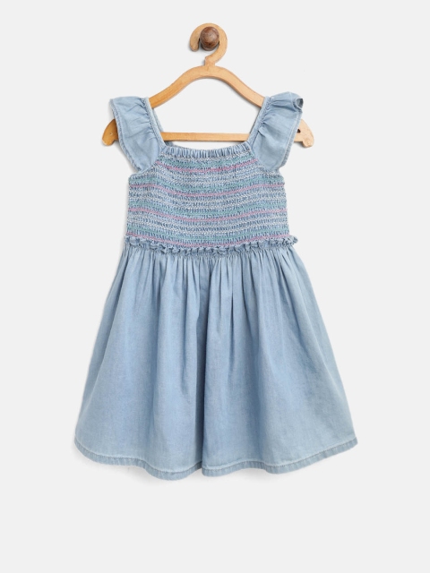 

Marks & Spencer Girls Blue Denim Solid Fit and Flare Dress