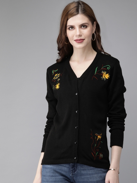 

Anouk Women Black Embroidered Cardigan Sweater
