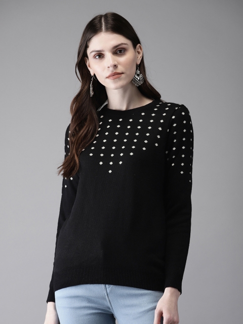 

Anouk Women Black & White Self Design Sweater