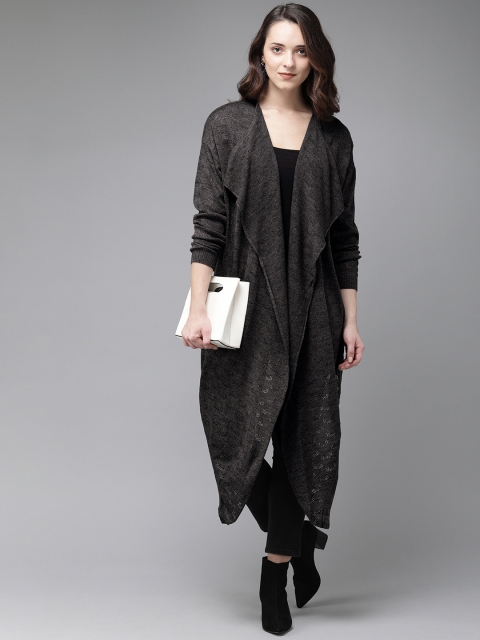 

Anouk Women Charcoal Grey Solid Open Front Shrug
