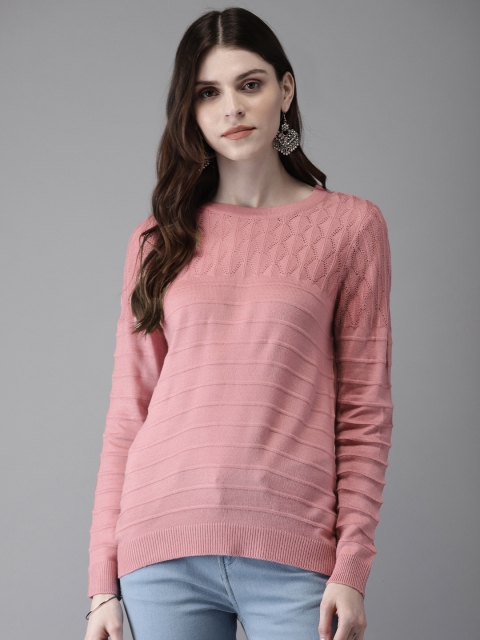 

Anouk Women Pink Self Design Sweater