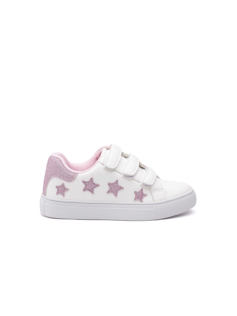 

Carlton London Girls White & Pink Sneakers with Applique Detail