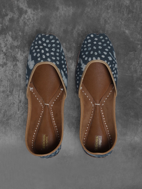 

Anouk Women Navy Blue Printed Mojaris