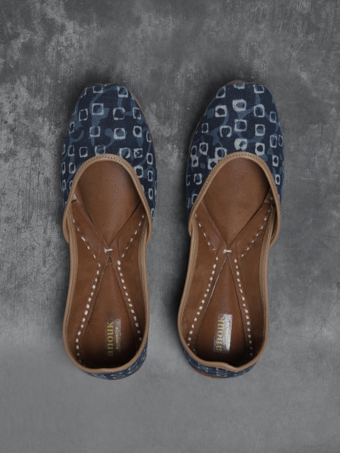 

Anouk Women Navy Blue Printed Mojaris