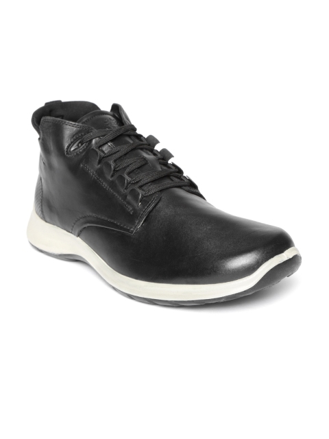 

Woodland Men Black Solid Nubuck Mid-Top Sneakers