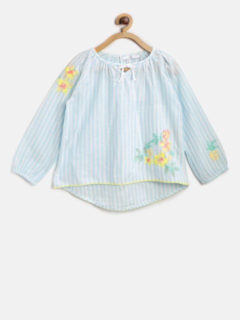 

Marks & Spencer Girls Blue & White Striped High-Low Top