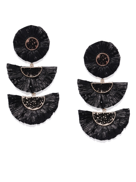 

ToniQ Black Geometric Drop Earrings