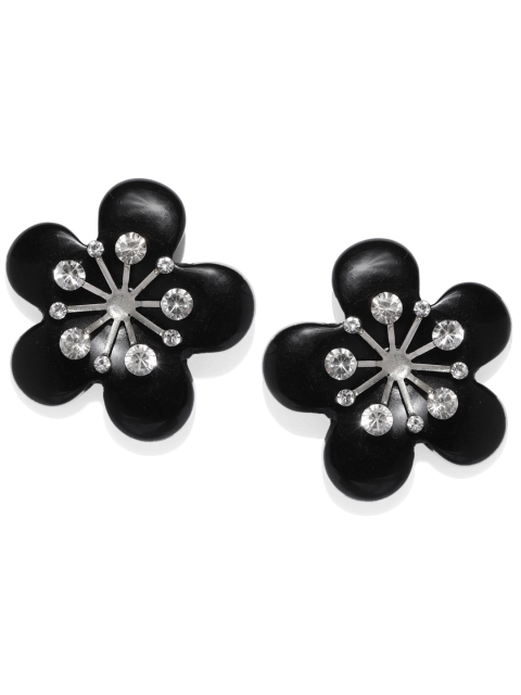 

ToniQ Black Embellished Floral Studs