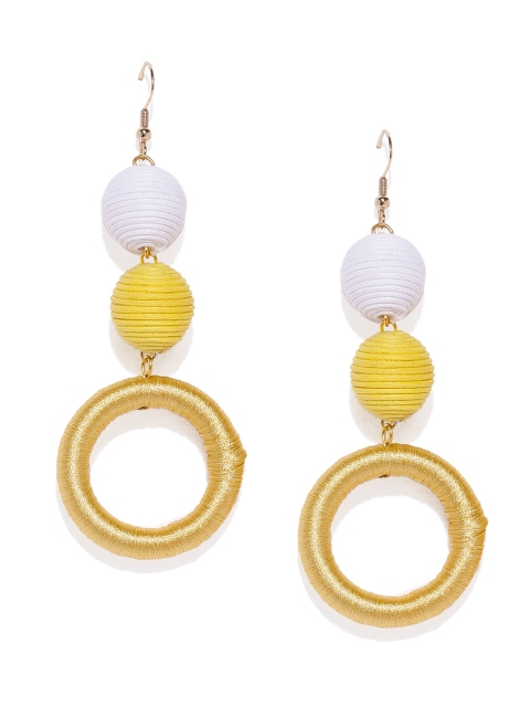 

ToniQ Yellow & White Geometric Drop Earrings