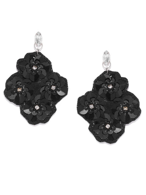 

ToniQ Black Sequinned Floral Drop Earrings