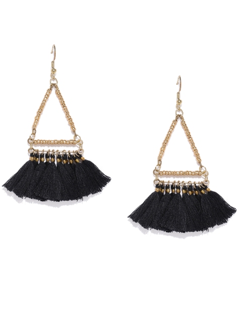 

ToniQ Gold-Toned & Black Triangular Drop Earrings