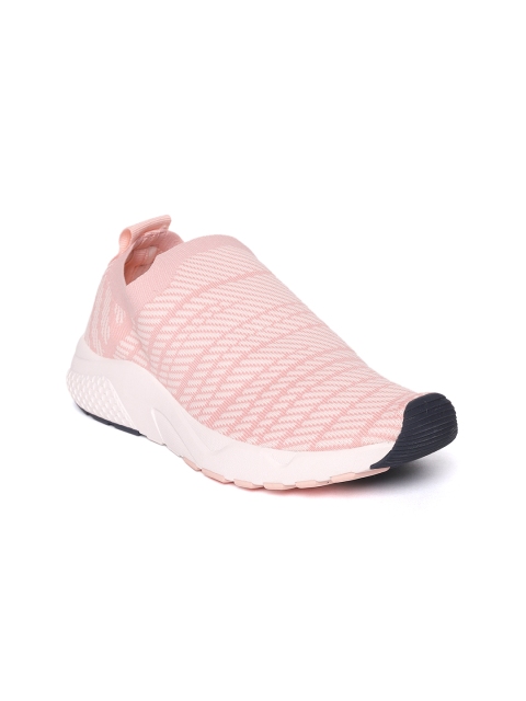 

Alcis Women Peach-Coloured & Off-White Self-Striped Running Shoes