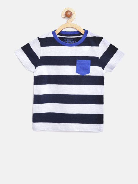 

Marks & Spencer Boys Navy & Navy Striped Round Neck T-shirt, Navy blue