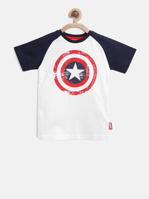 

Marks & Spencer Boys White & Navy Blue Printed Round Neck T-shirt