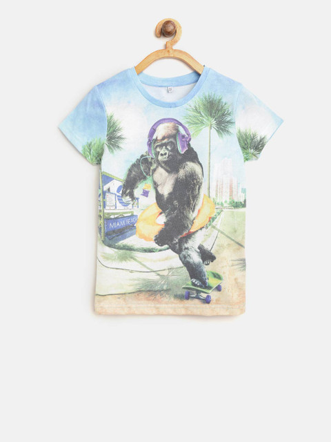 

Marks & Spencer Boys Blue & Yellow Printed Round Neck T-shirt