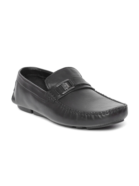 

Red Tape Men Black Solid Leather Driving Shoes