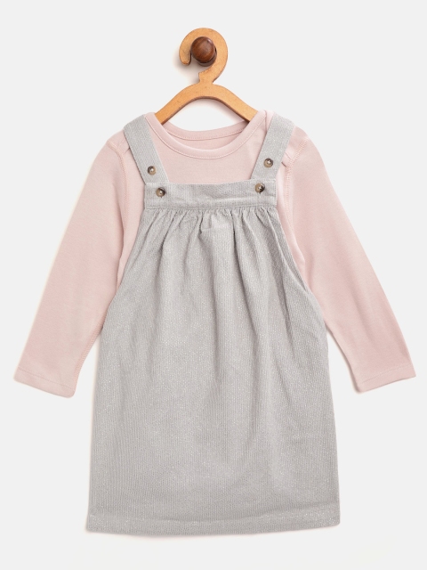 

Marks & Spencer Girls Grey Solid Pinafore Dress with Bodysuit