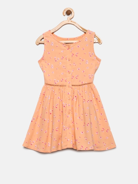 

Palm Tree Girls Peach-Coloured Printed Fit & Flare Dress