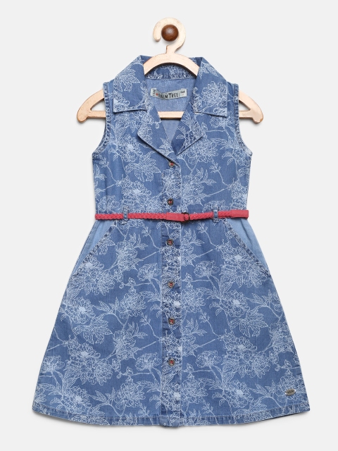 

Palm Tree Girls Blue Printed Shirt Dress