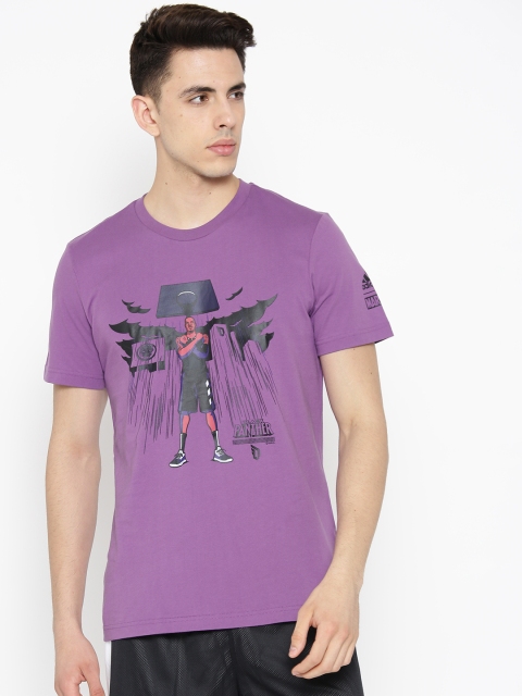 

ADIDAS Men Purple Dame Black Panther Printed Basketball T-shirt