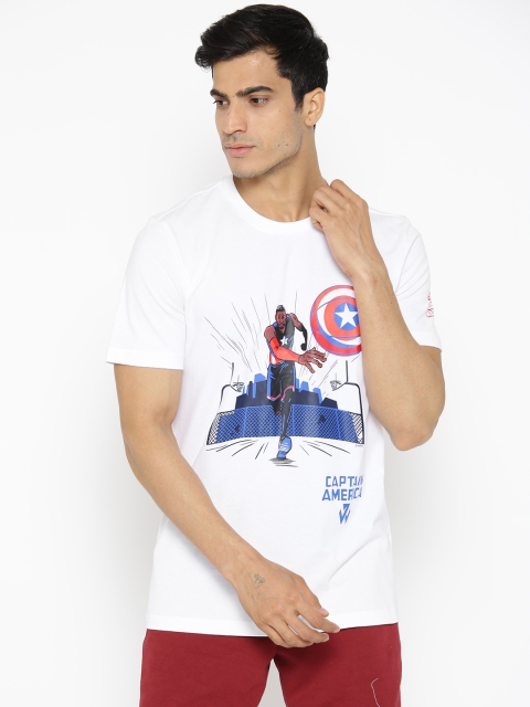 

ADIDAS Men White Wall Captain USA Print Basketball T-shirt