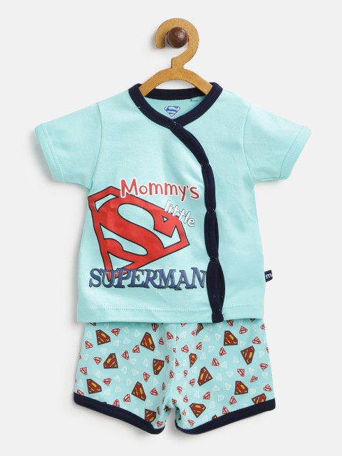 

Moms Love Boys Sea Green & Red Printed T-shirt with Shorts