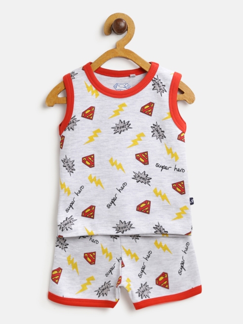 

Moms Love Boys Grey Melange & Red Printed T-shirt with Shorts