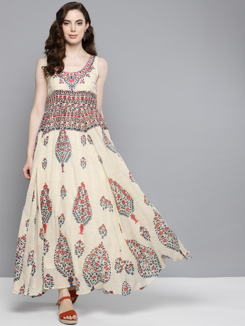 

Label Ritu Kumar Women Off-White Printed Maxi A-Line Dress