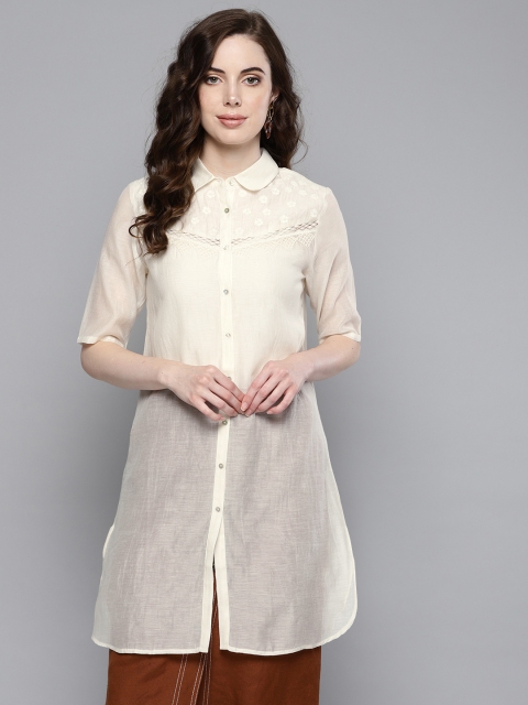 

Label Ritu Kumar Off-White Solid Tunic