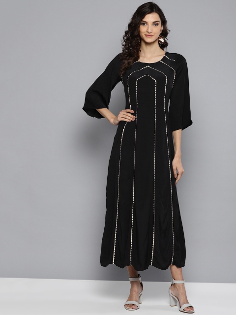 

Label Ritu Kumar Women Black Solid A-Line Dress