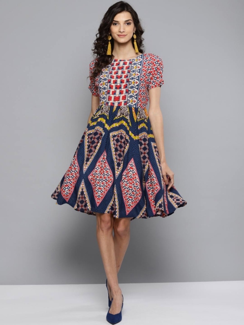 

Label Ritu Kumar Women Multicoloured Printed Fit & Flare Dress, Multi