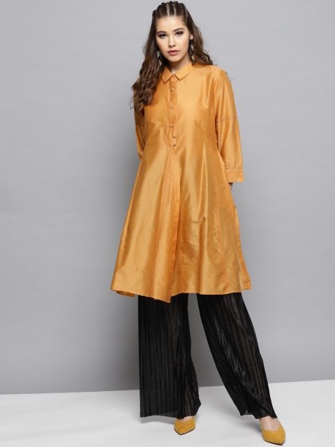 

Ritu Kumar Women Mustard Yellow Solid A-Line Kurta
