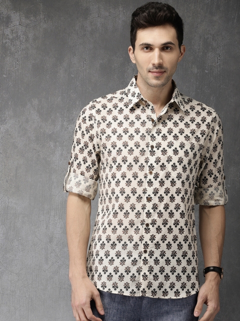 

Anouk Men Off-White Regular Fit Printed Casual Shirt