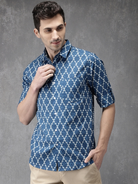

Anouk Men Blue Printed Casual Shirt