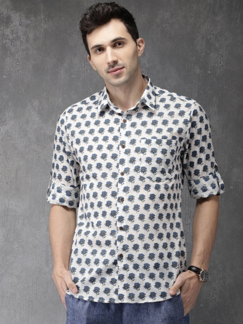 

Anouk Men Off-White Regular Fit Printed Casual Shirt