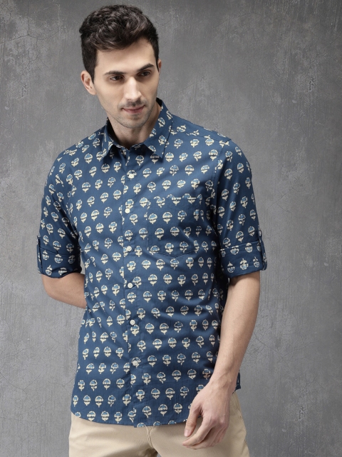 

Anouk Men Blue Printed Casual Shirt